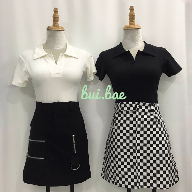 Áo crop polo cổ bẻ (kèm video cận chất vải) | BigBuy360 - bigbuy360.vn