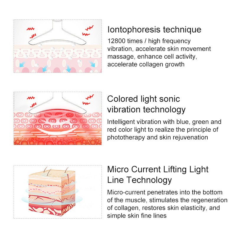 Máy Mát Xa Mặt Và Cổ CkeyiN Tích Hợp Đèn LED 45 Bóng