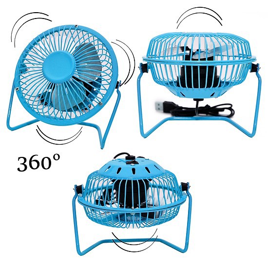 Quạt USB Mini Fan Lồng Sắt 4 inches (Xanh)