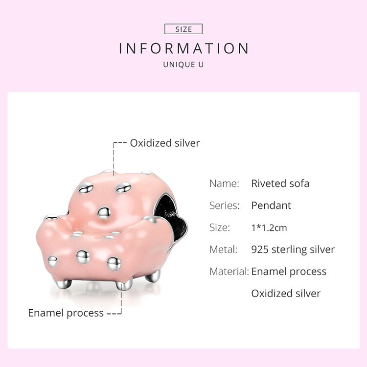 BAMOER Mặt Vòng cổ Bạc 925 Hình Ghế Sofa SCC1854 Thời Trang