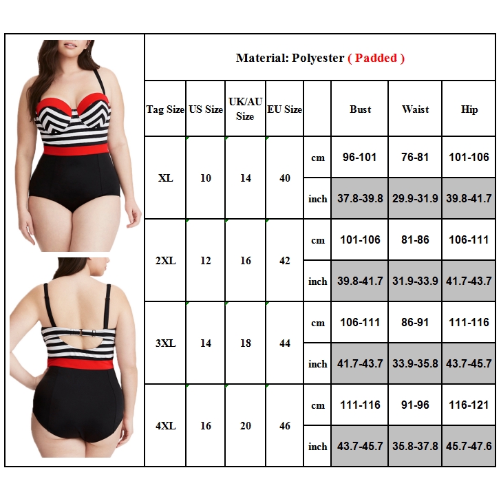 Bikini nâng ngực họa tiết kẻ sọc kích thước lớn