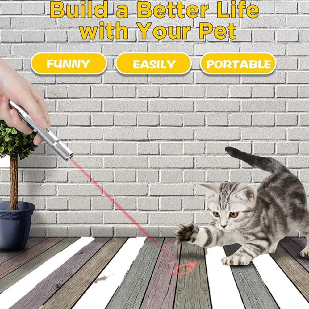 【han】Pet Cat Interactive Toy USB Rechargeable Cat Pointer Toy with 3 Modes and 5 Changeable Patterns Handheld Cat Light Toy Portable Light Dot Toy