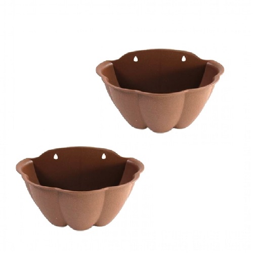 Daiso Chậu nhựa treo tường màu nâu 17cm X 28cm X 19cm