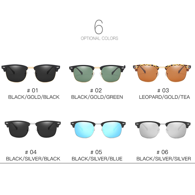 Polarized Men's Sunglasses Male Women's Wild Retro Classic Half Frame Outdoor Riding Fashion Sunglasses