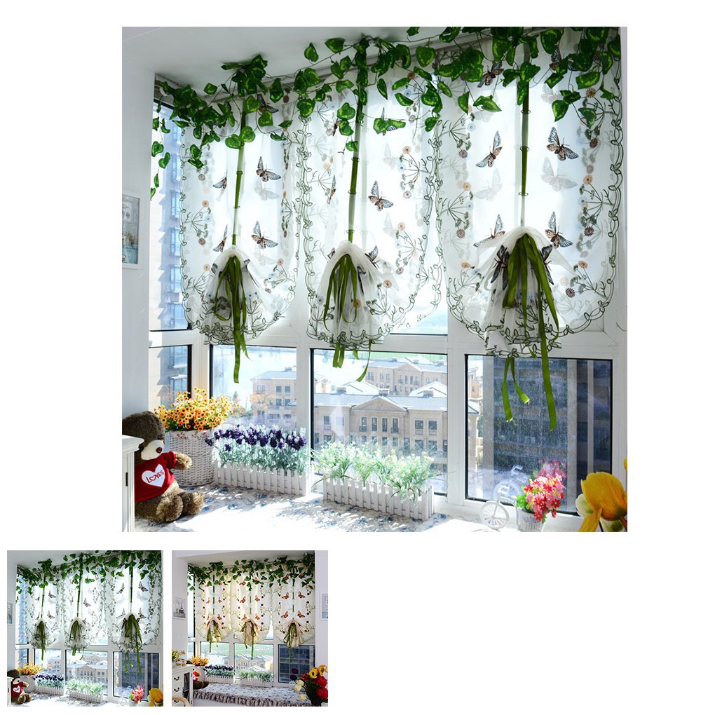 Rèm cửa trang trí thêu họa tiết bướm