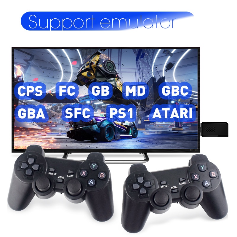 Game stick 4K HDMI Máy Chơi Game Cầm Tay Tv Không Dây 2.4g Kèm 2 Tay Cầm Chơi Game 10000 Trò Chơi Cổ Điển Hỗ Trợ Cps Ps1