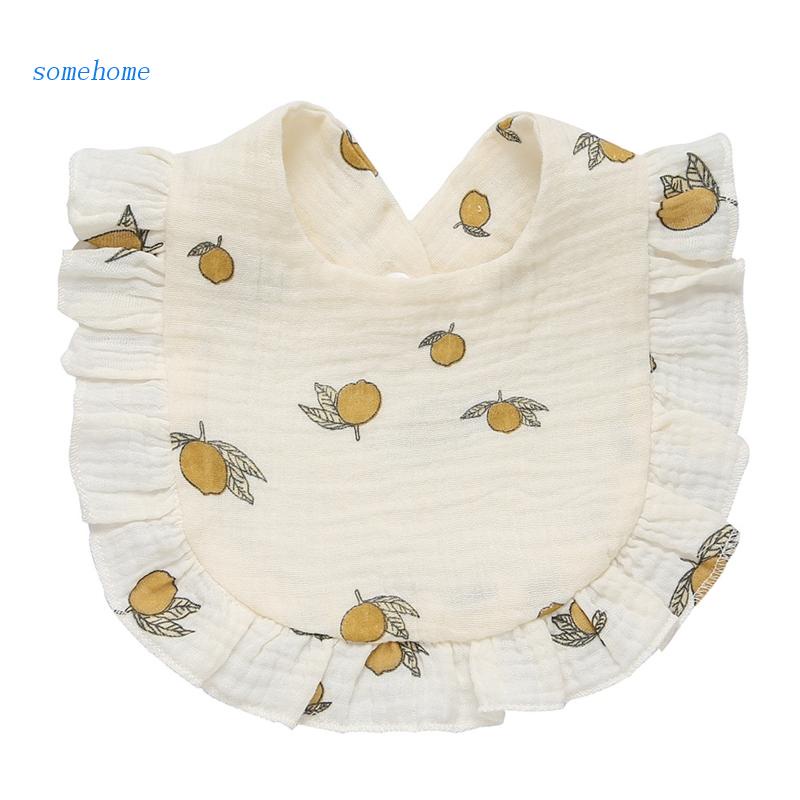 Yếm Ăn Chữ U Bằng Vải Diềm Xếp Nếp Giặt Máy Được Cho Bé Sơ Sinh