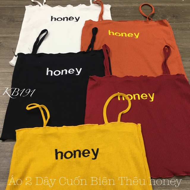 Áo 2 Dây Cuốn Biên Thêu honey - Form Croptop