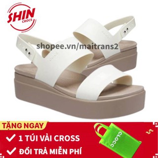 cross cross dép sandal💖FREESHIP💖dép sandal đế cao cross họa tiết trắng white SHINCROSSWHITE tặng thêm 1 túi vải đựng s