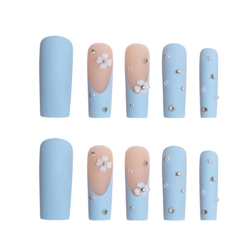 NIUYOU Set 24 Móng Tay Giả Ống Nước Trang Trí Nghệ Thuật