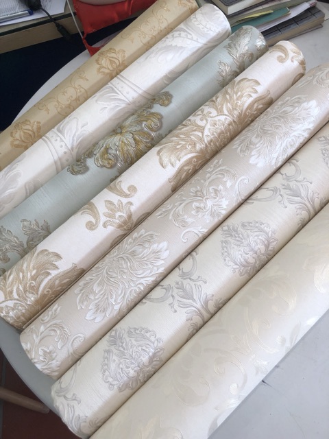 THANH LÝ (Lỗ vốn) giấy dán tường thô lụa in vân nổi 3D chưa sẵn keo xịn đẹp sang trọng khổ 53cm*10 mét | BigBuy360 - bigbuy360.vn