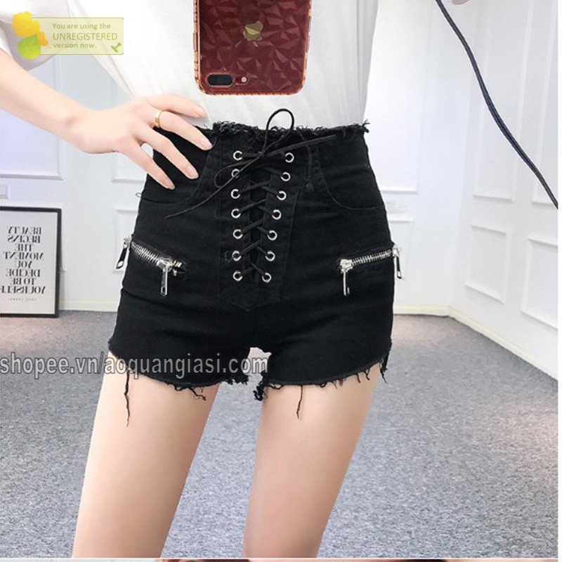 Quần short lưng tua dây kéo đùi mẫu 6 MT406
