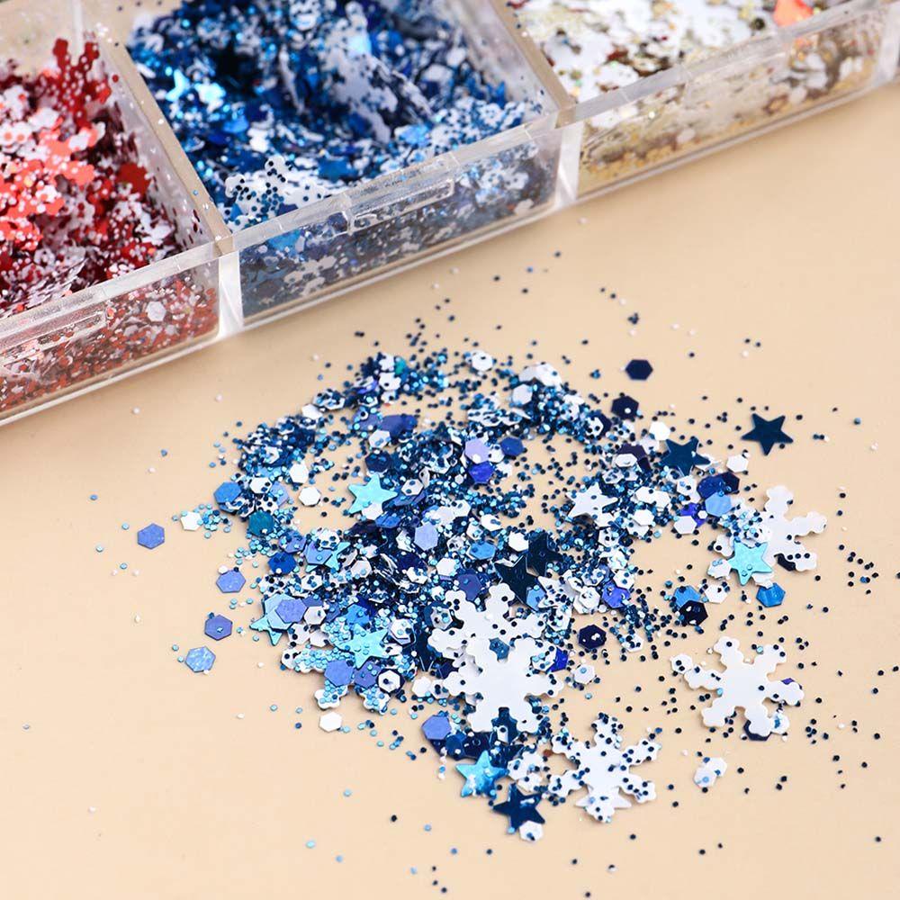 QQMALL Bộ Kim Tuyến Hình Học / Bông Tuyết / Ngôi Sao Thời Trang Trang Trí Móng Tay DIY