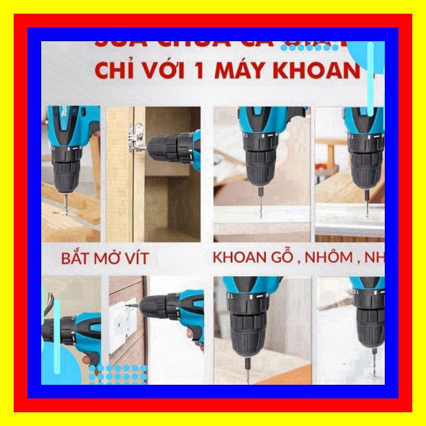 [Chính Hãng] Máy khoan pin makita 12V – KHOAN – BẮT VÍT – VẶN ỐC tặng kèm hộp 24 chi tiết . #