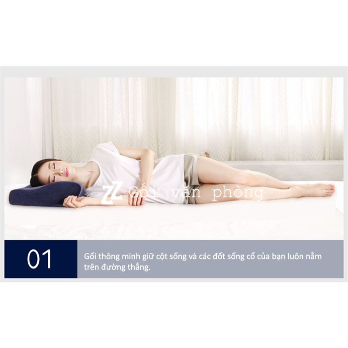 Gối Ngủ Định Hình Thông Minh Cao Su Non Cao Cấp ZURI PILLOW GDH-04 Chống Đau Cổ,Đau Vai Gáy, Chống Ngáy