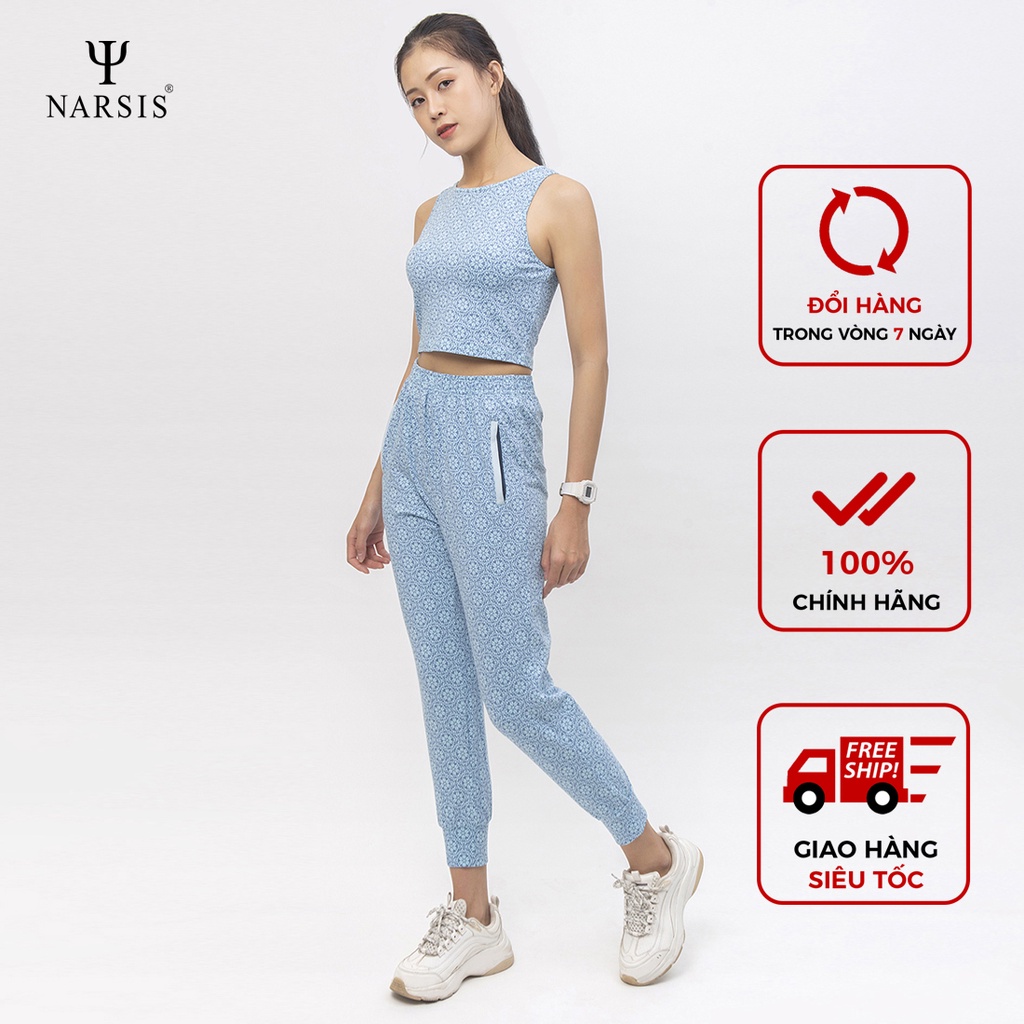 Bộ đồ tập nữ hoa lập thể xanh Narsis H0004