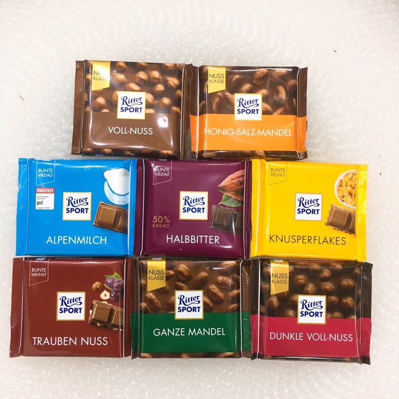 Socola Ritter Sport nhập khẩu Đức 100g date mới 8-2021 + 01/2022