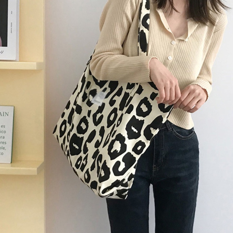 Túi Xách Nữ Vải Canvas Họa Tiết Da Báo Thời Trang