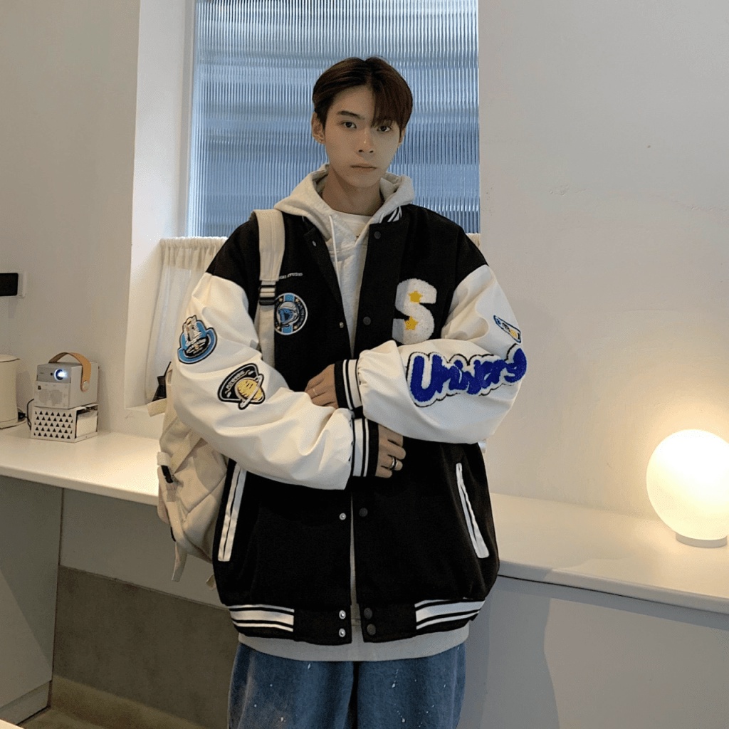 (FREE SHIP) ÁO KHOAC BOMBER   NAM NỮ CHỨ S PHỐI LOGO TAY SÀNH ĐIỆU THỜI TRANG BAO NGẦU CHẤT LỪ TK 2022