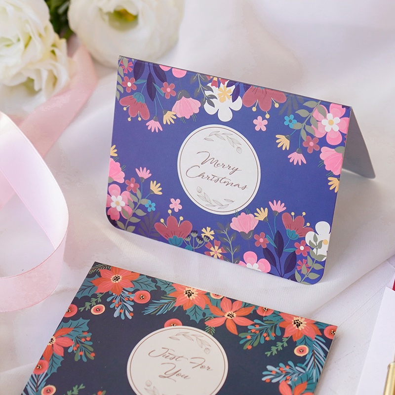 Set 6 Thiệp Chúc Mừng Năm Mới Họa Tiết Hoa Đáng Yêu Kèm Bao Lì Xì