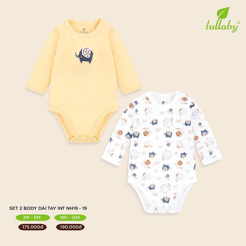 ❌CHÍNH HÃNG LULLABY❌ SET 2 BODY CHIP DÀI TAY CHẤT COTTON CHO BÉ