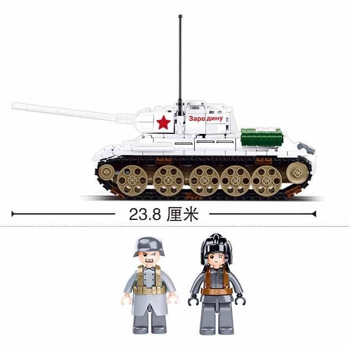 Đồ chơi giáo dục Lắp ráp Mô hình xe tăng Sluban 0978 WW2 Military T34-85 tank 518pcs