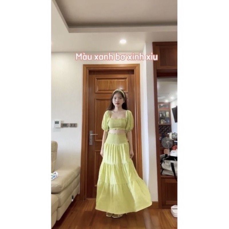 Set Maxi Đi Biển Nhún Xoè Thời Trang Cho Nữ | BigBuy360 - bigbuy360.vn
