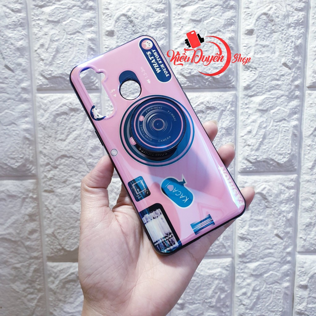 Ốp lưng Realme 5 Pro hình máy ảnh kèm giá đỡ và dây đeo