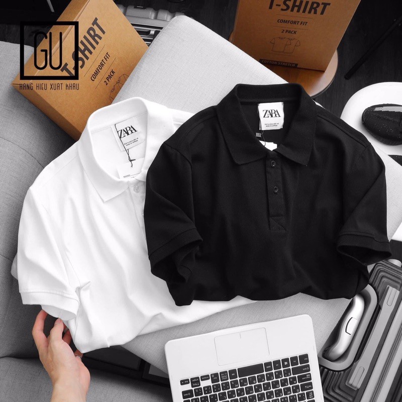 [Set 2 áo_hộp xuất âu] Áo Polo nam áo cộc có cổ coton hàng đẹp loại 1