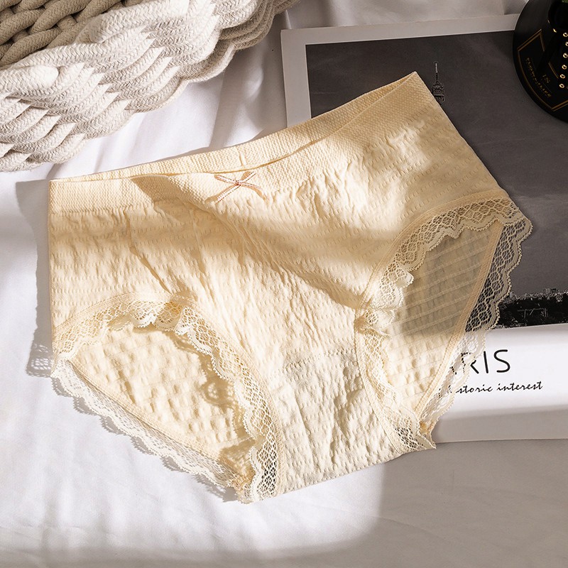 Quần lót nữ, quần lót cotton thoáng mát co giãn viền ren đính nơ xinh | BigBuy360 - bigbuy360.vn