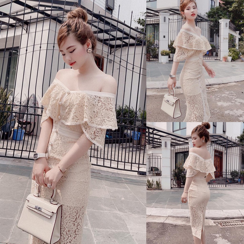 VÁY REN BE TRỄ VAI BODY SANG CHẢNH 1872 CHẤT VẢI REN CAO CẤP HIỆN ĐẠI SANG TRỌNG