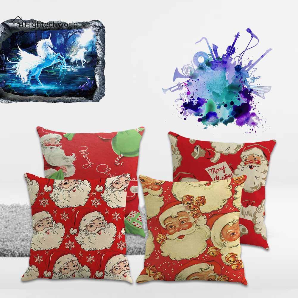 Hightechworld Christmas Xmas Santa Sofa Car Throw Cushion Pillow Cover Case Decor Gift