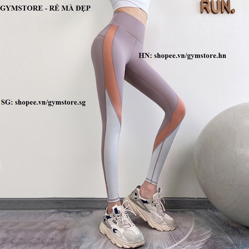 Quần Legging Tập Gym Nữ ❤️𝐇𝐀̀𝐍𝐆 𝐗𝐈̣𝐍❤️ Họa Tiết Phối Màu Co Giãn Cạp Cao Nâng Mông 𝐆𝐘𝐌𝐒𝐓𝐎𝐑𝐄 030