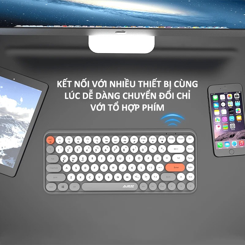 Bàn phím bluetooth Ajazz 308i thiết kế 84 phím tròn mini cực kì nhỏ gọn tiện lợi kết nối PC, Laptop, điện thoại,... - NK