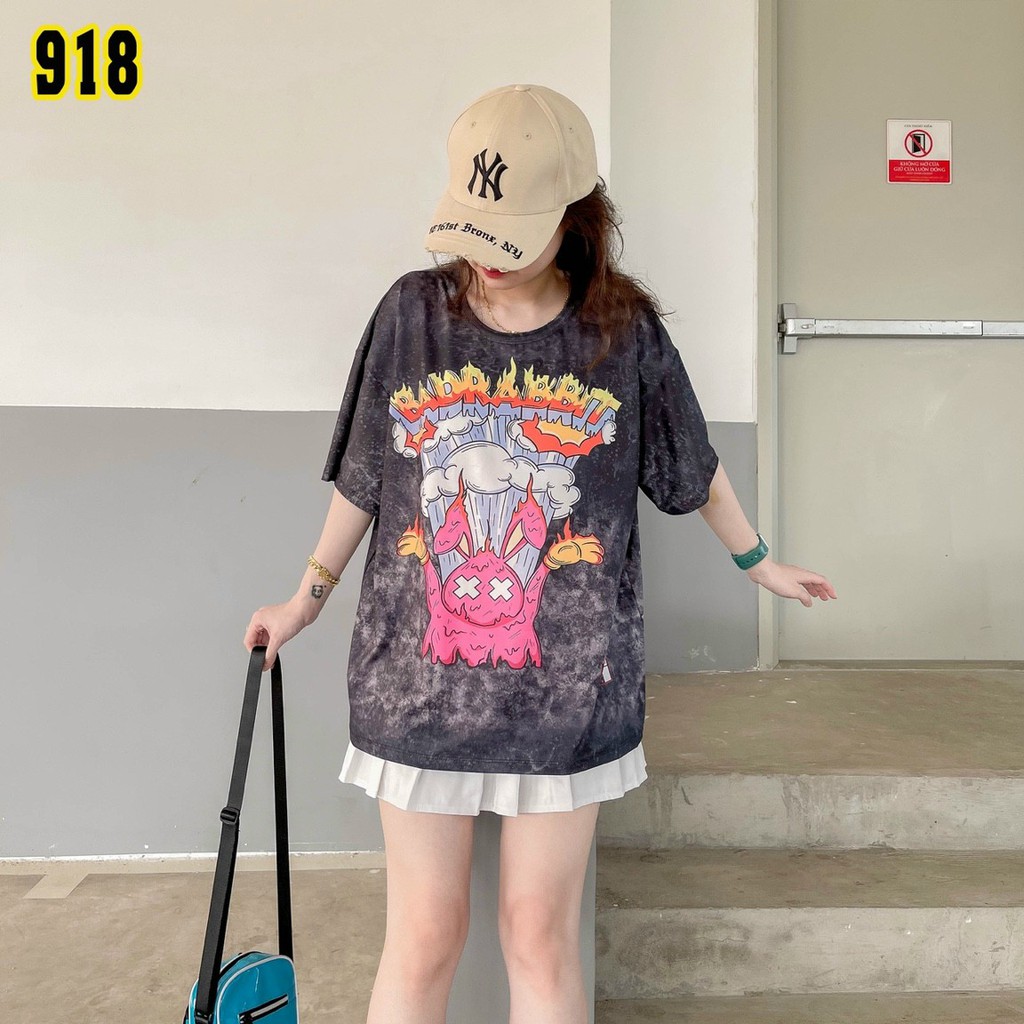 Áo thun tay ngắn unisex, áo phông tay lỡ nam nữ thun lạnh màu loang, 100% cotton, free size 40-75kg - yumi47store-918 | BigBuy360 - bigbuy360.vn