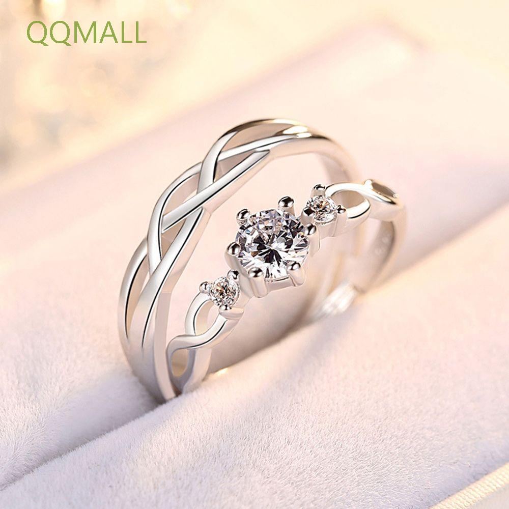 Set 2 nhẫn đám cưới lễ tình nhân mạ đồng trắng sang trọng chất lượng cao thời trang dành cho cả nam và nữ