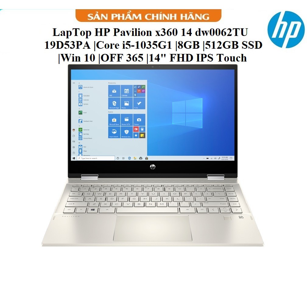 LapTop HP Pavilion x360 14 dw0062TU - 19D53PA |Core i5-1035G1 |8GB |512GB SSD |Win 10 |OFF 365 |14" FHD IPS Touch