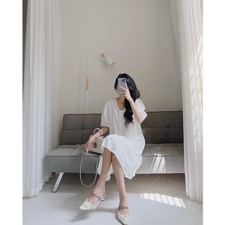 Váy dài đuôi cá hoa dập Samhyewear