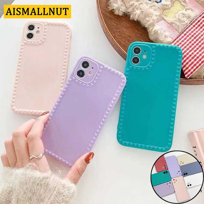 Ốp Điện Thoại Aismallnut Mềm Khung Hình Trái Tim Cho Iphone 6 7 8 8plus X Xs Xr Iphone11 12 Xmax