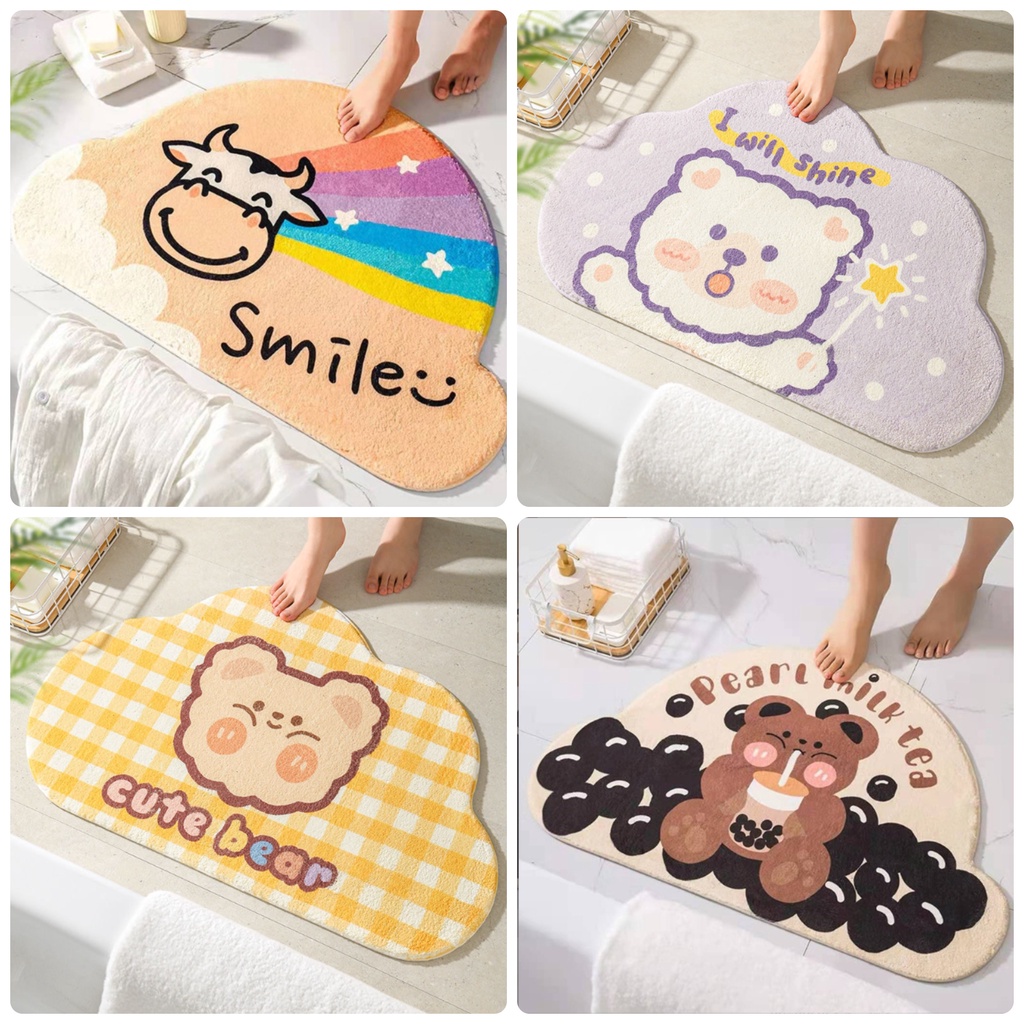 [Cao Cấp] Thảm Bông CashMere Trải Sàn Nhà Tắm Lau Chân Mềm Mịn Hoạt Hình