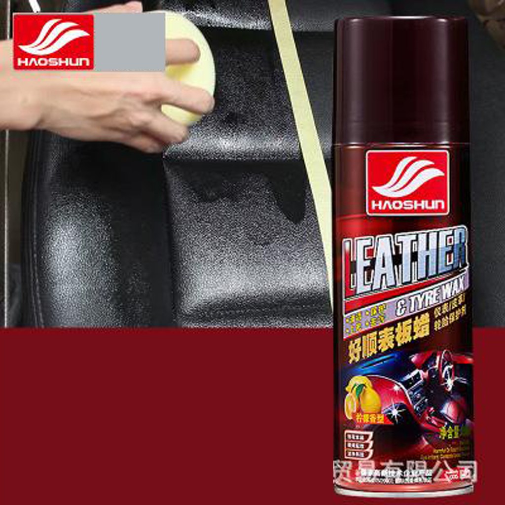 Chai xịt làm sạch làm bóng bảo dưỡng bề mặt da và lốp xe Haoshun LEATHER TYRE WAX 4 mùi vị 450ml