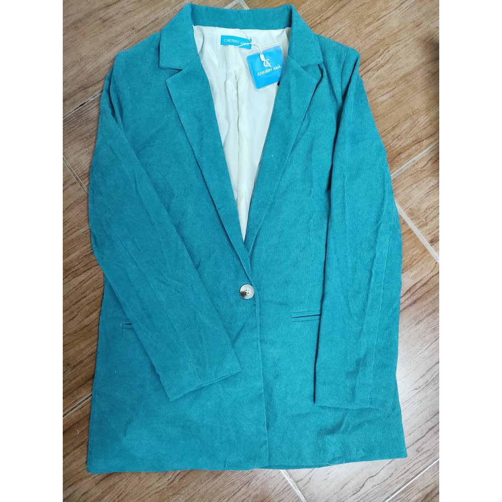 (Hàng Đẹp)Ảnh thật 4 hình cuối-2W45.Áo blazer nhung thu đông màu xanh dương sang chảnh | BigBuy360 - bigbuy360.vn