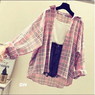 Áo sơmi kẻ hồng 1 túi dtq1995