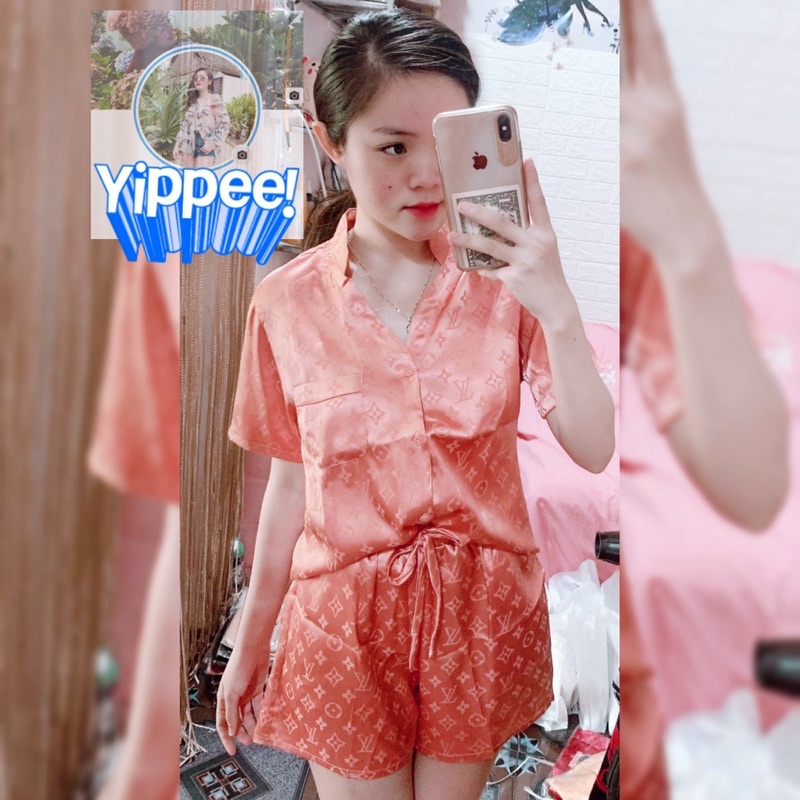 ♥️ Đồ Bộ Lụa ♥️ Bộ Pijama lụa đùi tiểu thư B2053.