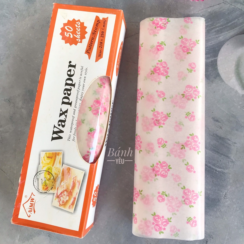 50 tờ Giấy lót hộp bánh bã mía, gói bánh size 18*18 cm có cáng PE