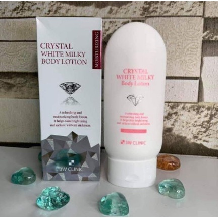 Kem dưỡng thể trắng da nâng tone Body Crystal White Milk Lotion 3W Clinic Hàn Quốc 150g