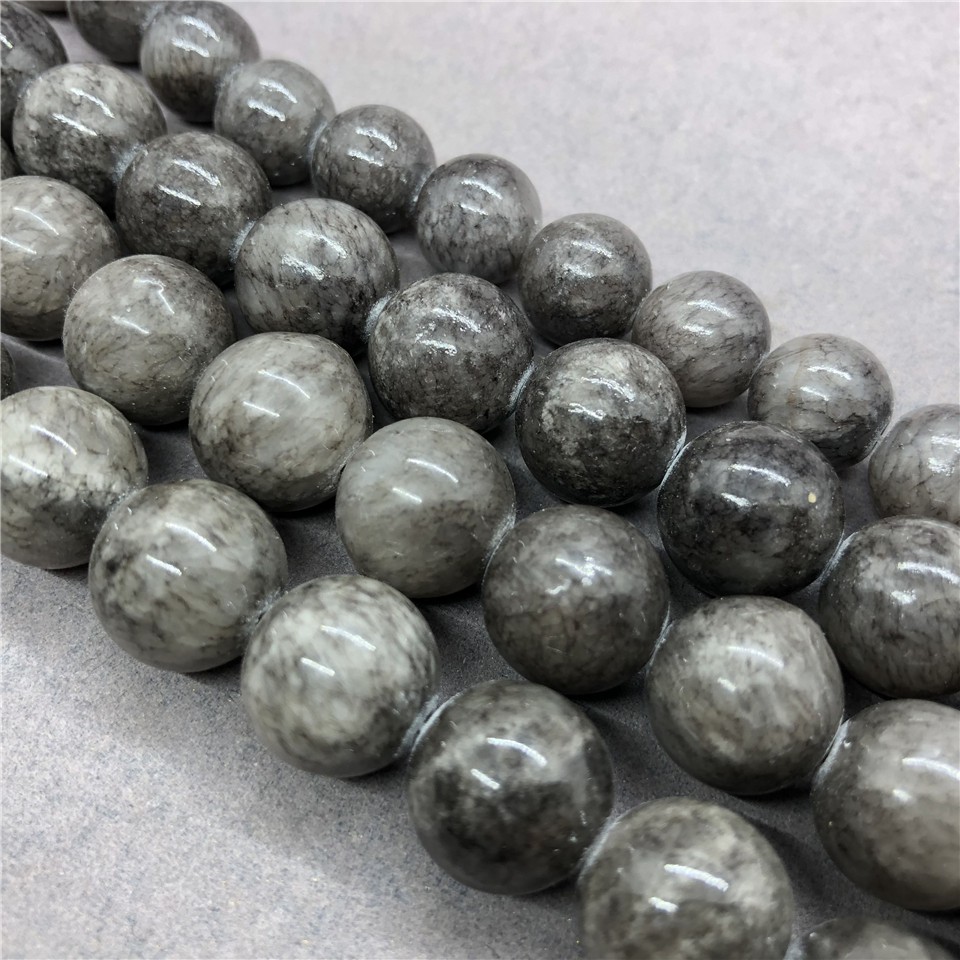 Hạt đá tự nhiên 6-12mm màu xám dùng thiết kế đồ trang sức DIY