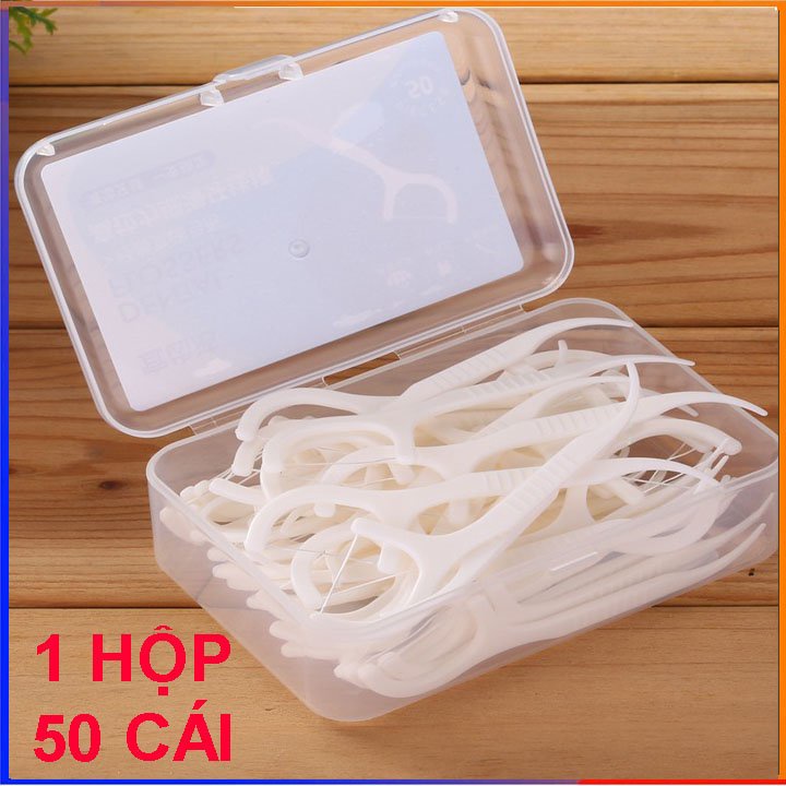 Tăm chỉ nha khoa tiệt trùng vệ sinh làm sạch răng miệng - Hộp 50 cây tăm chỉ nha khoa