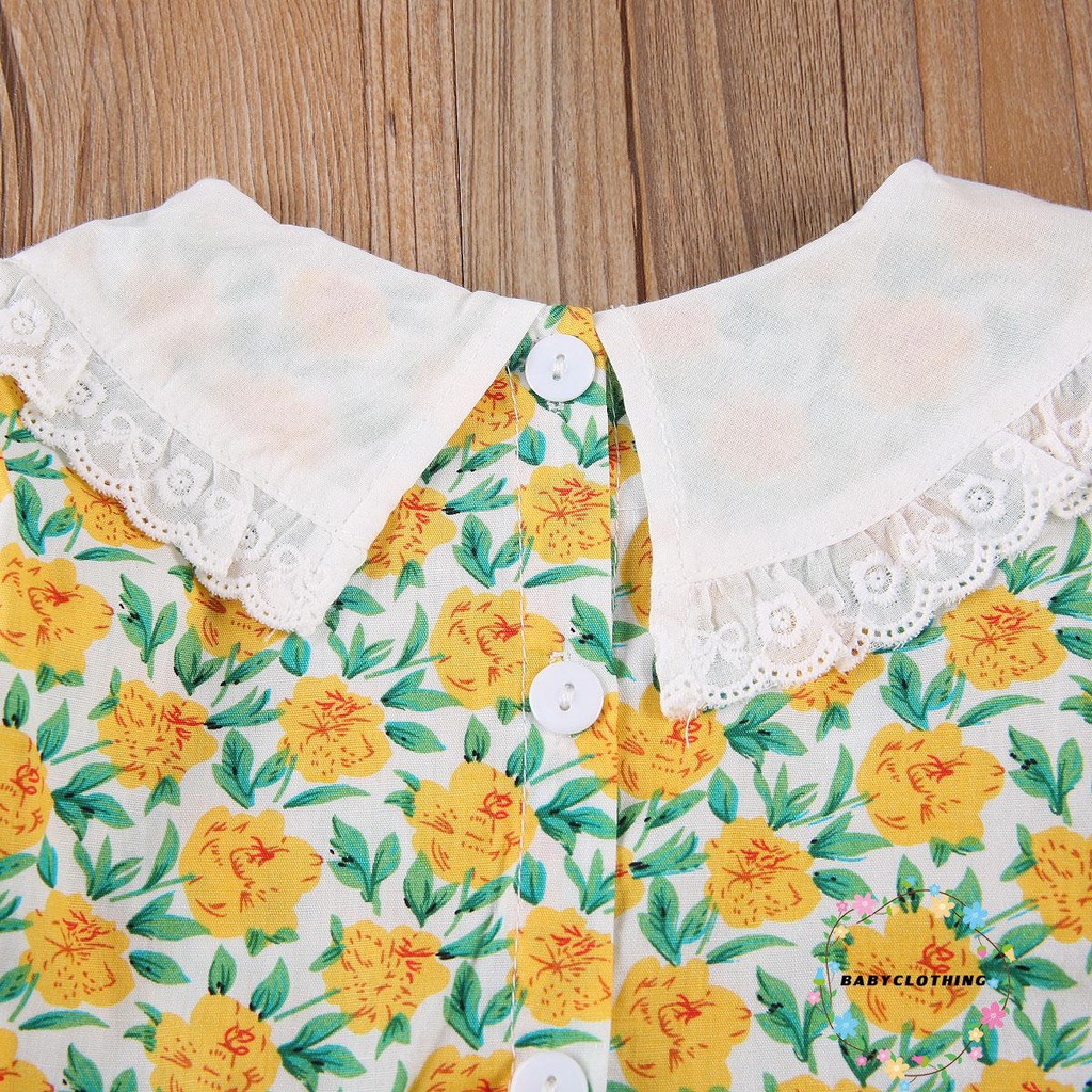 Set Áo Liền Quần Và Nón Họa Tiết In Hoa Đáng Yêu Cho Bé