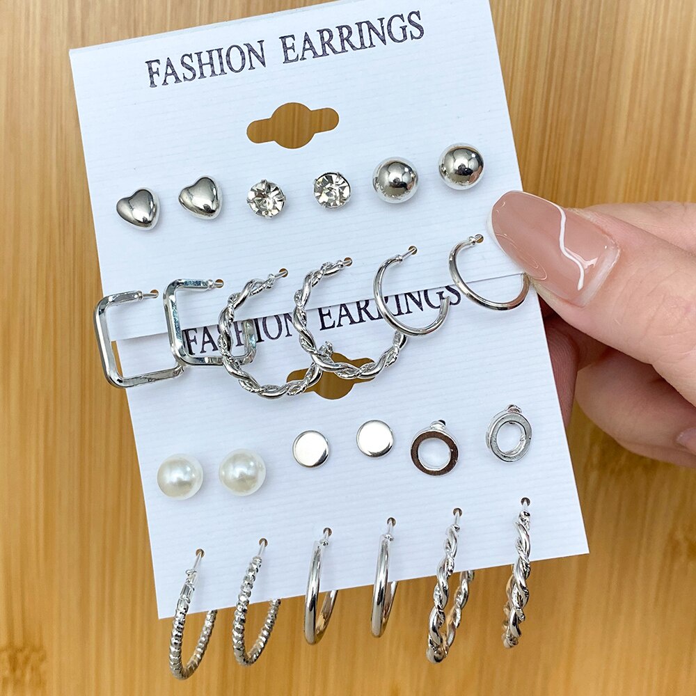 Set khuyên tai bạc đính đá thời trang cho nữ tùy chọn số lượng